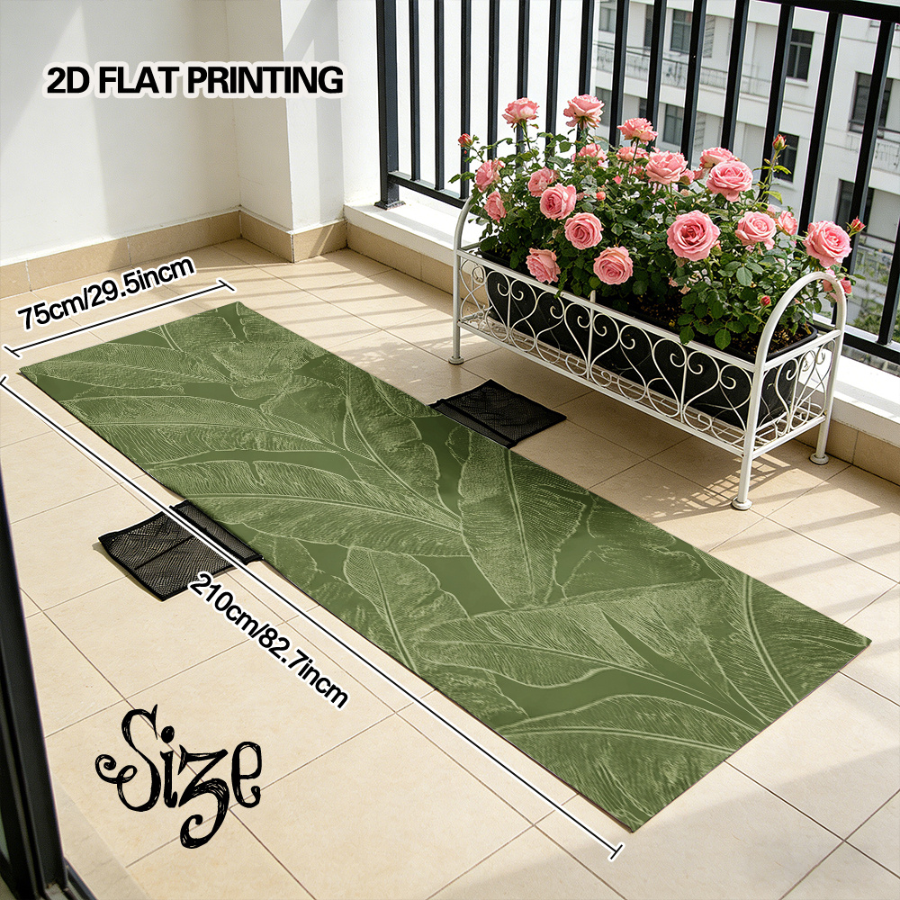 TEMU 2d Flat - 2d Flat, 1pc Green Banana Leaf Premium Beach Chair Cover, Pool Chair Cover, Works As Beach Towel & Backpack, Side Pockets Hold Glasses