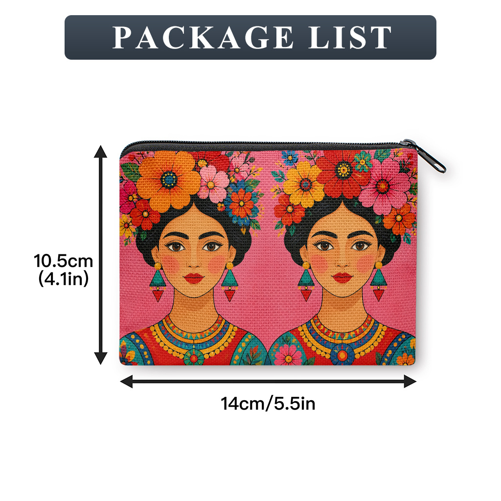 TEMU Coin Purse, Headpiece Flower On Woman -material Double Zippered Wallet And Organizer Pouch, A Portable Zip Wallet Suitable For Women And, A