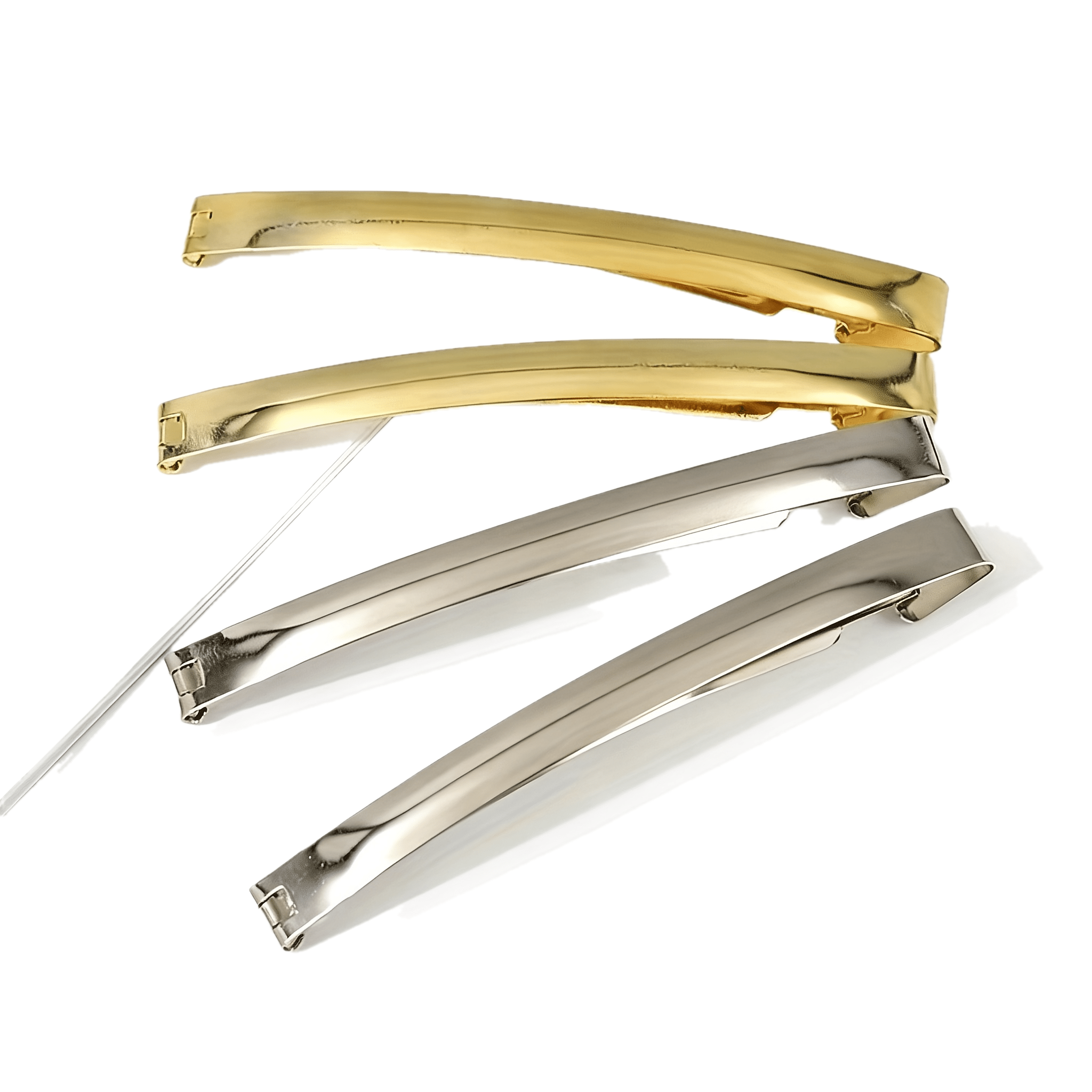 TEMU 4pcs Retro Minimalist Metal Hair Clips - Stainless Steel Alligator Hair Clips For Dyeing, Sectioning And Twisting - Solid Additions