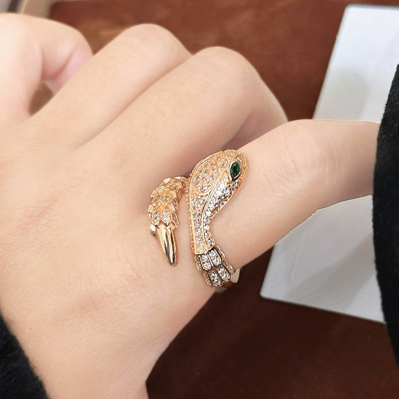 Serpentine Ring with Zirconia, Luxury Fashion Design