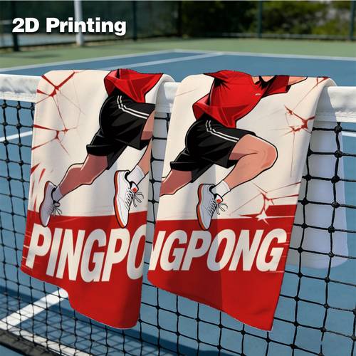 item picture 2d flat 2pcs hand towel single sided print rectangular 40x60cm cartoon style 2 tennis player pattern soft and comfortable absorbs sweat and water quick drying durable and suitable for sports competitions