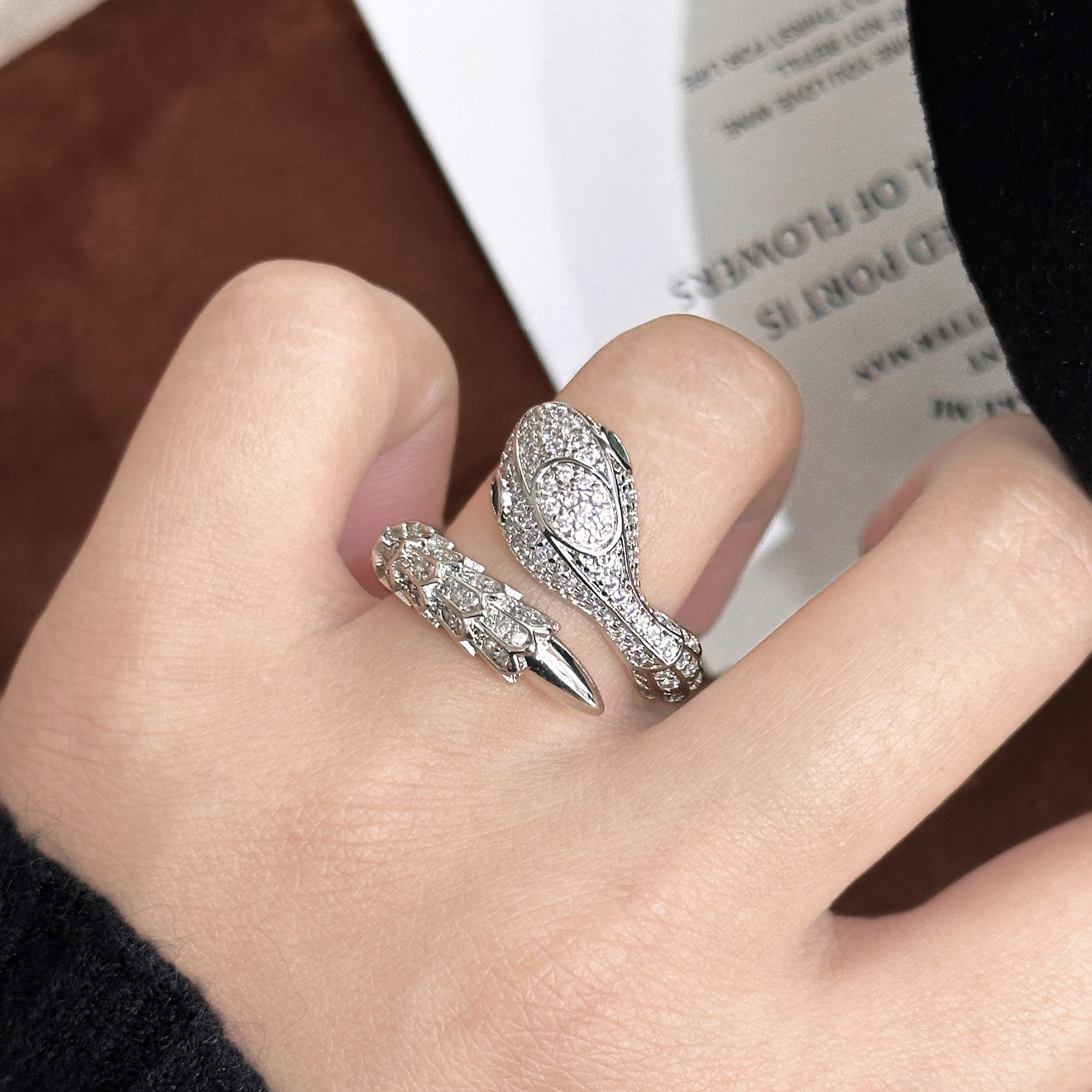 Serpentine Ring with Zirconia, Luxury Fashion Design