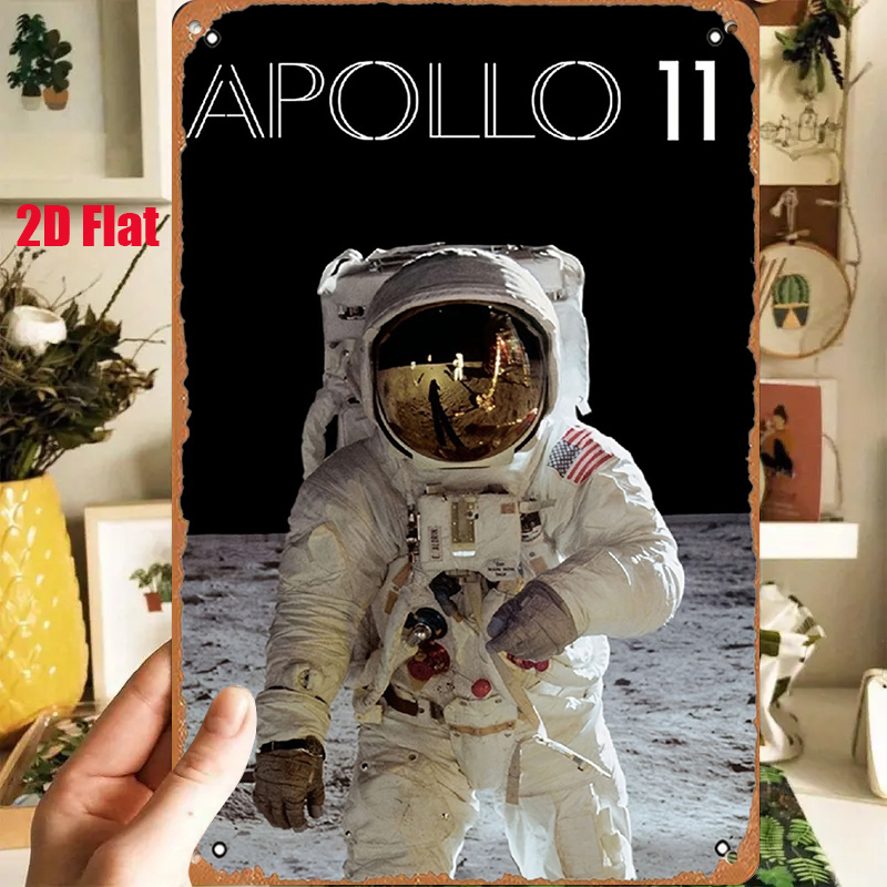 TEMU 2d Flat, [2d Flat] 1pc Vintage Tin Sign - 11 's Surface, Showcasing Space Exploration Moment. Tin Sign 8x12inch, 2d Flat