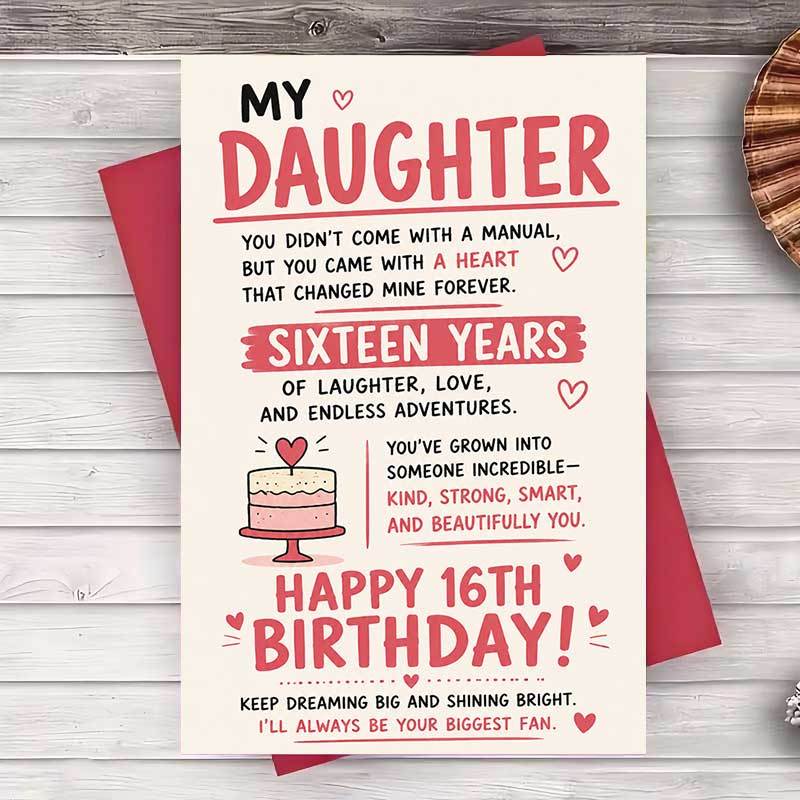 TEMU 1 Envelope And 1 Greeting Cardhappy 16th Birthday Greeting Card For Daughter Message For Celebration From Parents To Daughter On Greeting Card