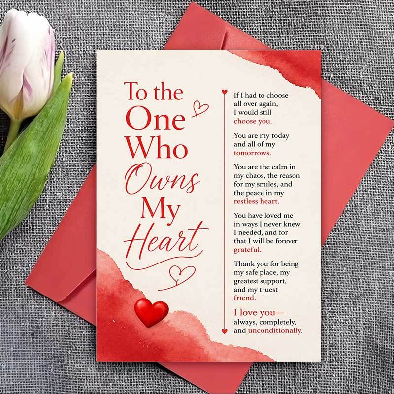 TEMU 1 Greeting Card + 1 Envelope. 2d Flat Card, Suitable For Wife, Husband, Boyfriend, Girlfriend, Anniversaries, Valentine's Day, And Romantic