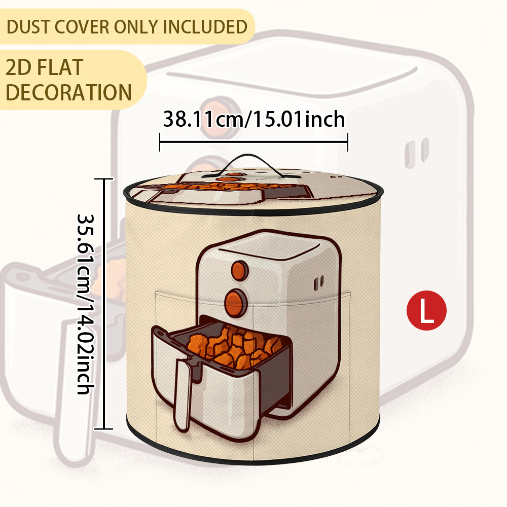 TEMU 1pc White Air Fryer & Rice Cooker Cover With Top Handle & Accessory Pockets - Pet Lid Suitable For Pressure Cooker, Fits Most Air Fryers/rice