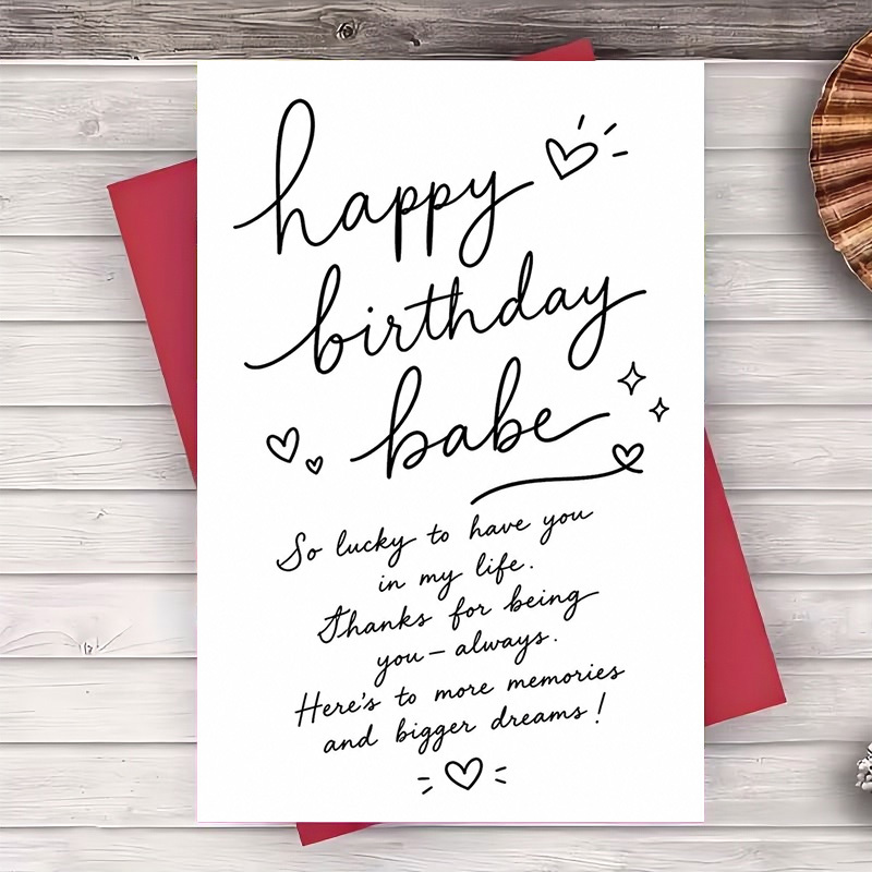 TEMU 1pc Greeting Card And 1pc Envelope Happy Birthday Greeting Card Romantic Birthday Note For Boyfriend Or Girlfriend Anniversary Celebration Gift