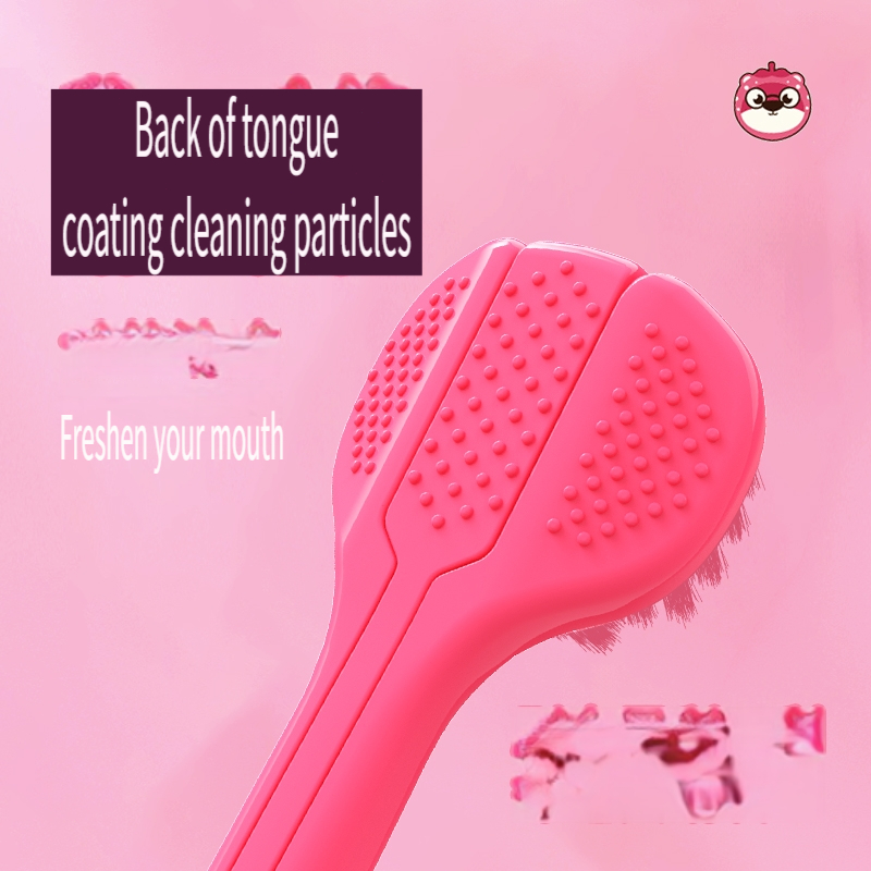 Cute Strawberry Bear Three-Sided Toothbrush, 2-Pack