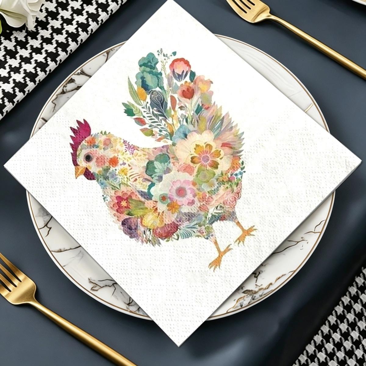TEMU 20 servilletas florales de pollo para todo tipo de , ideales para , , té en y reuniones familiares. Aportan un a diferentes configuraciones de