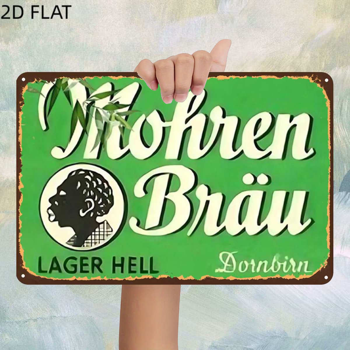 TEMU 2D Flach, ., Vintage Mohren Lager : Ein klassisches Bier aus Dornbirn, Metall Eisen Schild, vorgebohrte Löcher, Küche und Büro Wanddekoration,