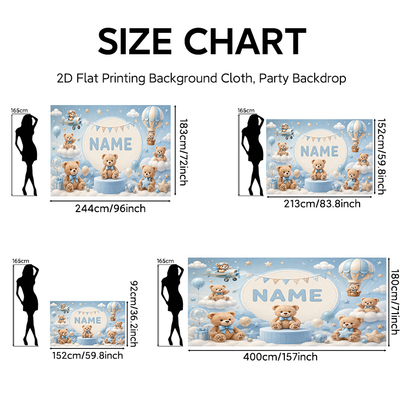 TEMU 2d Flat, 2d Flat - 2d Flat, 2d Flat - 2d Flat Printing Personalized Backdrop Banner 1pc, On Clouds Custom Name Background Cloth, Polyester Wall