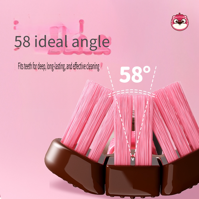 Cute Strawberry Bear Three-Sided Toothbrush, 2-Pack