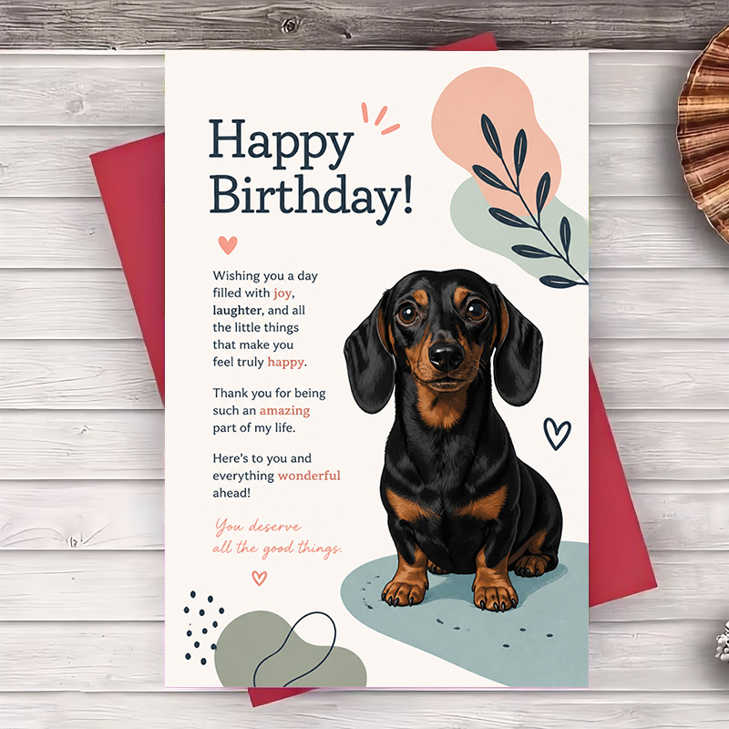 TEMU 1 Greeting Card + 1 Envelope Happy Birthday Dachshund Card For Dog Lovers And Pet Owners