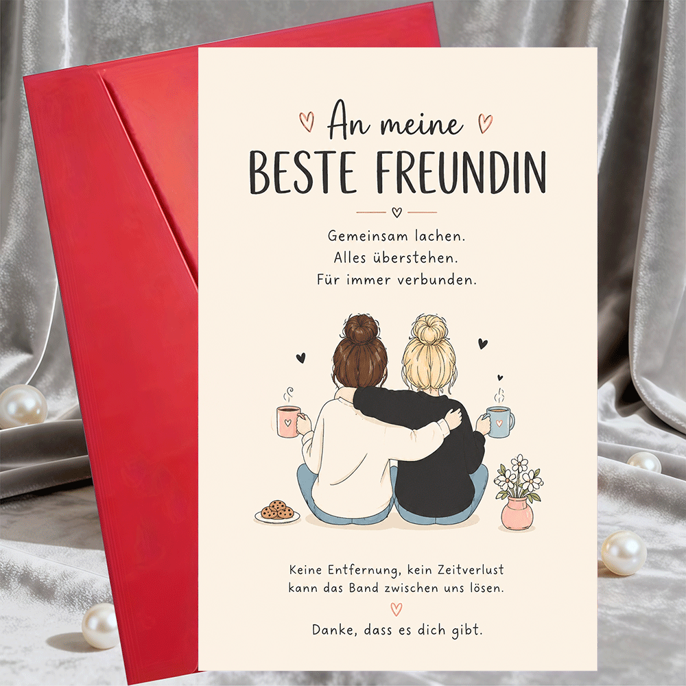 TEMU 1 Greeting Card + 1 Envelope Best Friend Greeting Card For Women Friendship Appreciation Gift Flat Note Card For Birthday Or Thank You