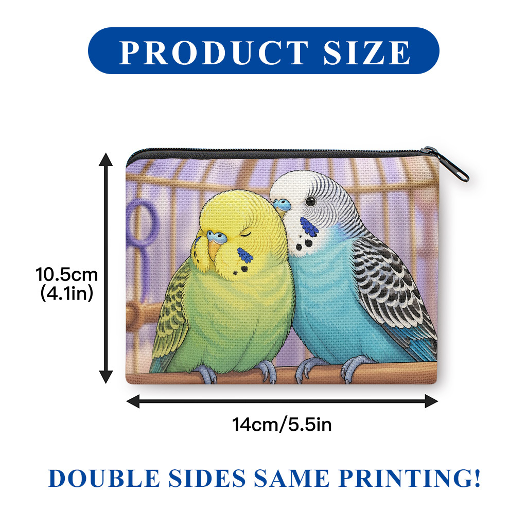 TEMU Coin Purse 1pc, Birds Double-sided Printed Coin Purse, Key And Change Storage Bag, Portable Zipper Pouch, Clutch Bag, Versatile Makeup Bag,
