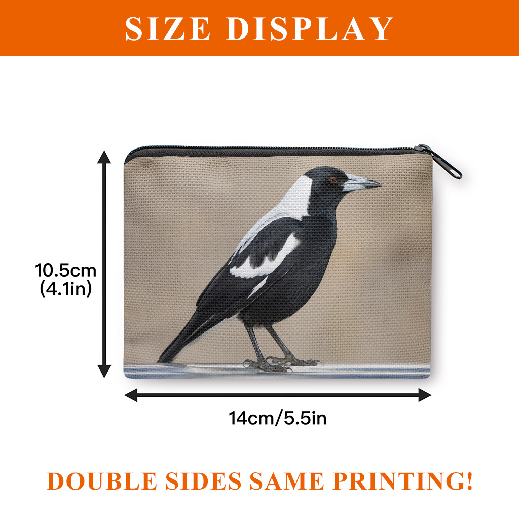 TEMU Coin Purse, Magpie Perched On Railing Double-sided Printed Coin Purse, Mini Wallet, Coin Pocket, Makeup Bag, Suitable For And, With Zipper