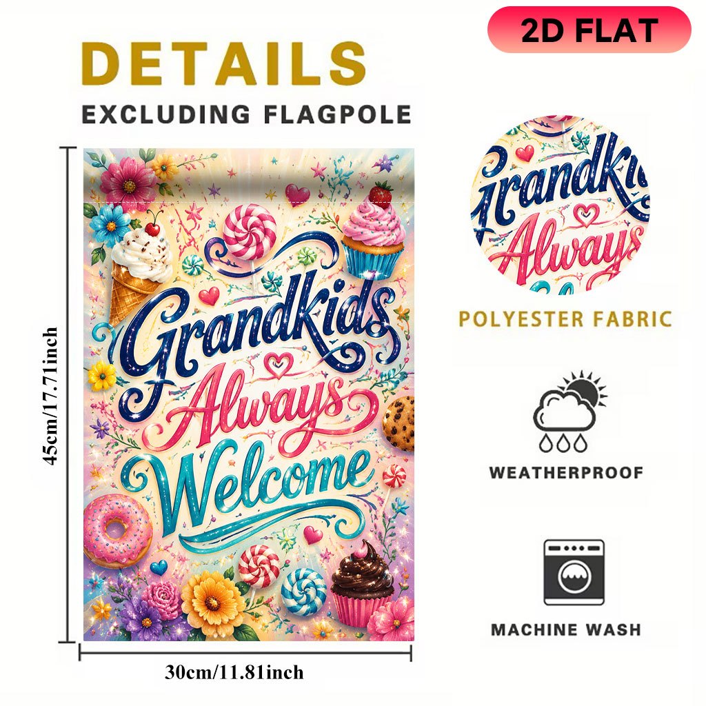 TEMU 2D Plat - 2D Plat, 1pc 2D Plat Drapeau de Jardin, " Sont Toujours Les Bienvenus", Matériau Polyester Durable, Très Adapté pour Jardin, Pelouse,