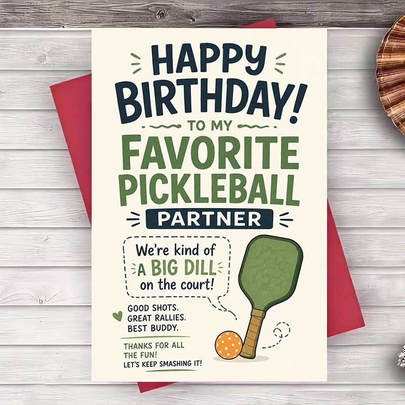 TEMU Une Enveloppe et Une Carte de Joyeux Anniversaire pour de Pickleball, Cadeau Amusant sur le Thème pour Amis et Compagnons d' , Carte de
