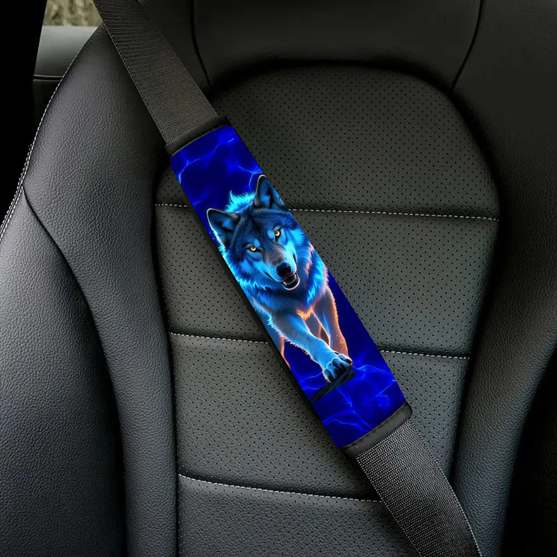 TEMU 1pc Wolf Car Seat Belt Cover- Car Interior Accessory, Soft Fashion Seat Belt Shoulder Pads, Multifunctional Shoulder Strap Protector, Suitable