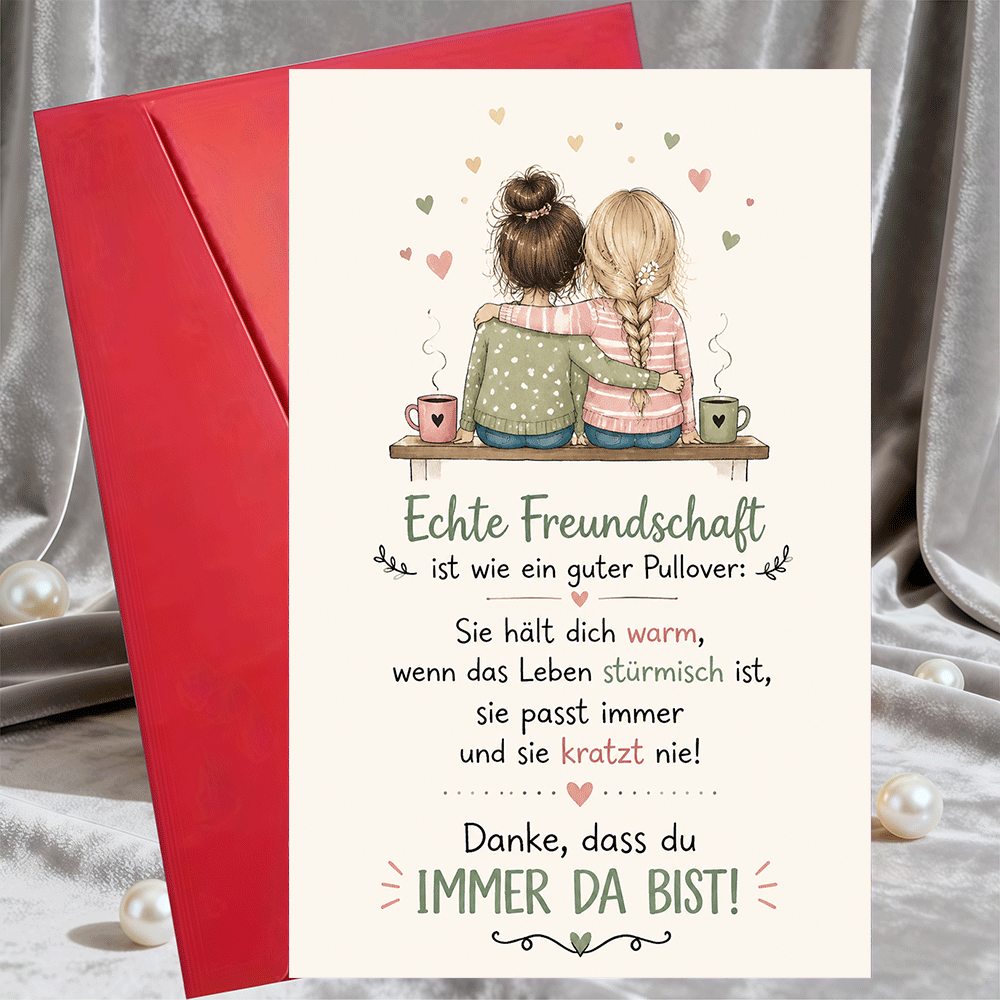 TEMU 1 Greeting Card + 1 Envelope Best Friend Greeting Card For Women Friendship Appreciation Gift For Birthday Or Thank You Occasions Flat Note Card