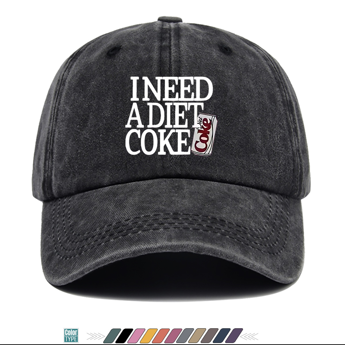 TEMU 1pc Diet Coke Iconic Can - Unisex Adjustable Snapback, Lightweight Breathable Suitable For For - Outdoor, Retro Vintage Style For , For Music