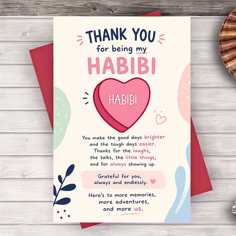 TEMU 1 Greeting Card + 1 Envelope Thank You Card For Husband Wife Anniversary Valentine And Everyday Love Gift