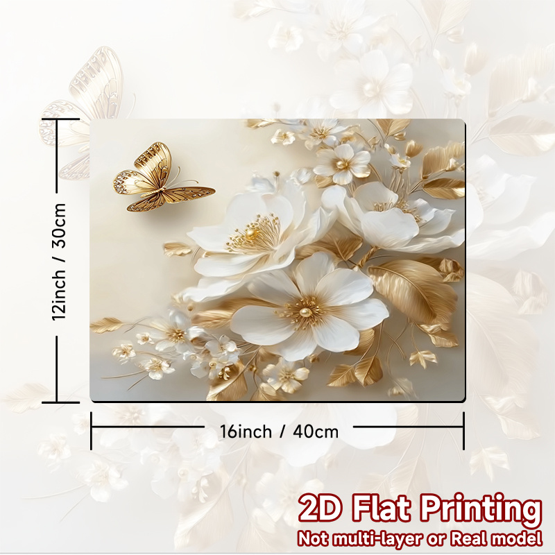 TEMU 1pc, 2d Flat Printing, Washing Machine Top Protective Pad And White Blossoms, Polyester, For Suitable For Most Homes, , No Tools Required,