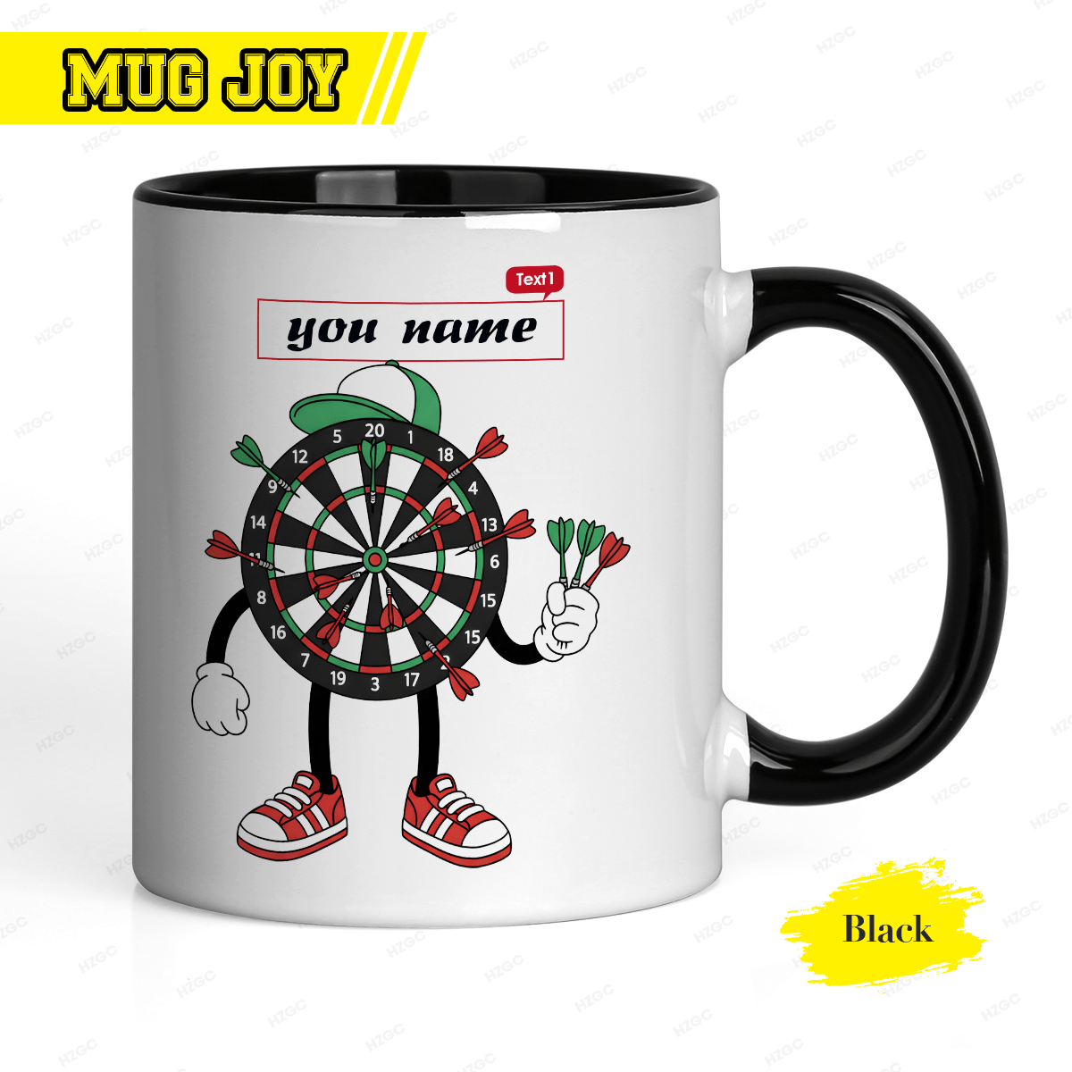 TEMU 11-ounce Custom Name Ceramic Mug, Personalized Dartboard Cartoon Pattern Tea Cup, Dishwasher Safe, Ideal Gift For Adult Dart Enthusiasts,