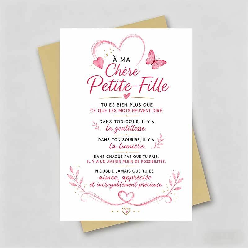 TEMU 1 Greeting Card + 1 Envelope Elegant Birthday Greeting Card, " ", Perfect For Granddaughter, Birthday Floral Minimalist Style Greeting Card
