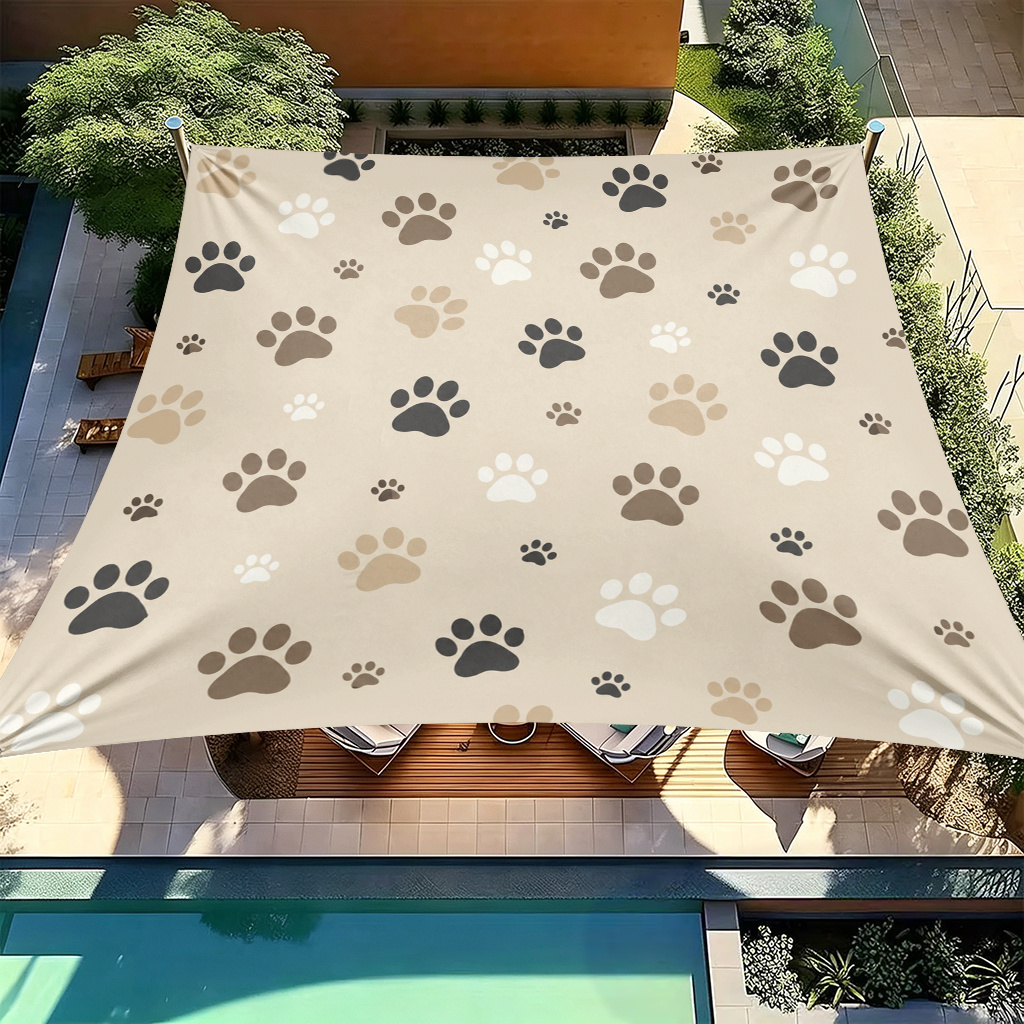 TEMU 1pc Sun Shade Awning With Animal Paw Print Design Elements, Lightweight Polyester Material, And Store, Suitable For Beach, Camping, Travel,