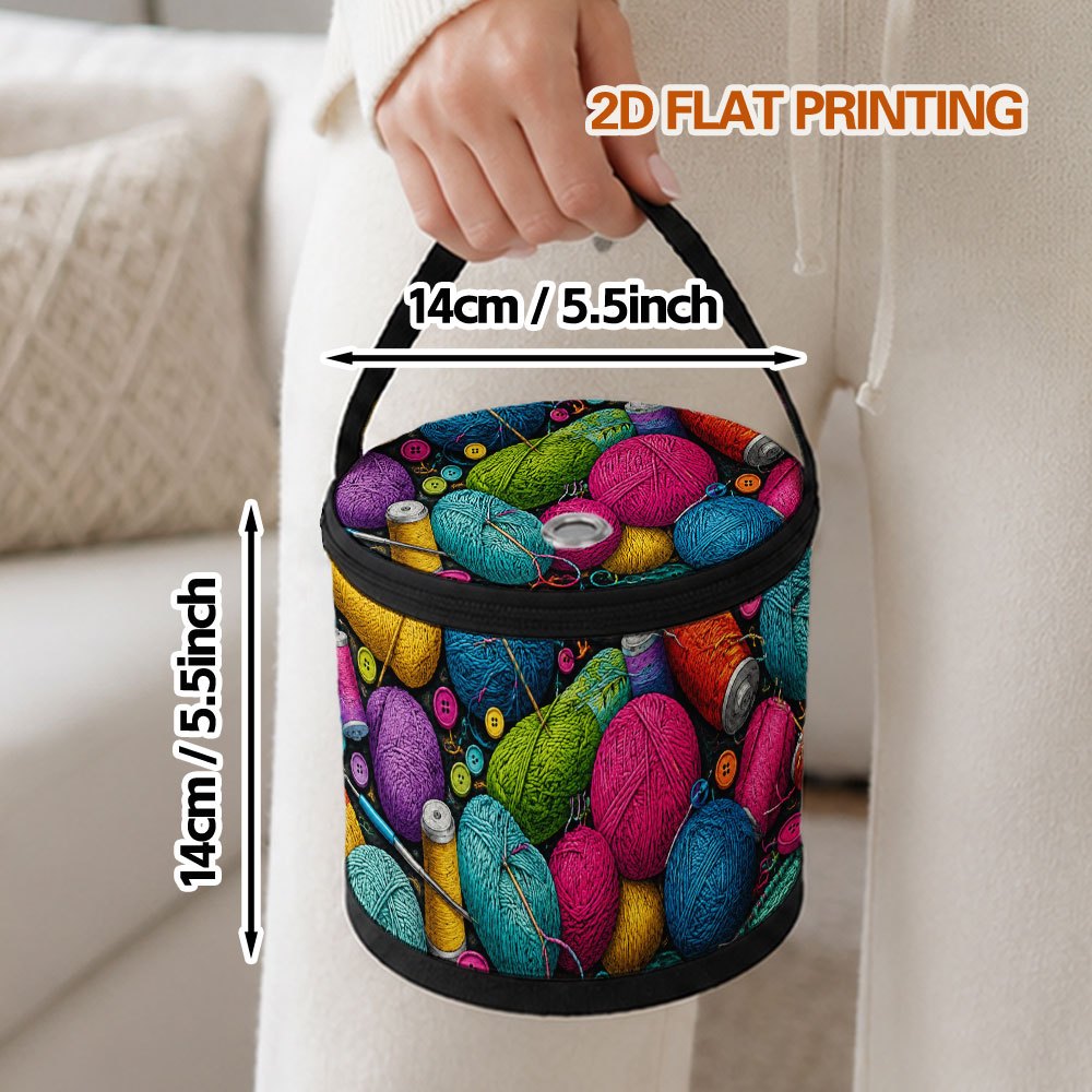 TEMU 1pc Colorful Yarn And Buttons Yarn Storage Bag And Knitting Tool Set Crochet Hook And Yarn Ball Organizer Mesh Storage Bag For Organizing Yarn