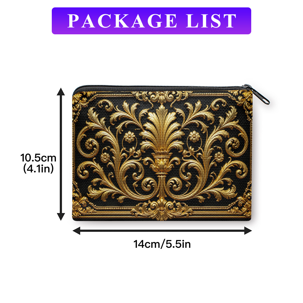 TEMU Coin Purse 1pc, Golden Patterns -material Double, Compact Portable Coin Storage Suitable For Keys, A Practical Organizer For , Perfect Gift For