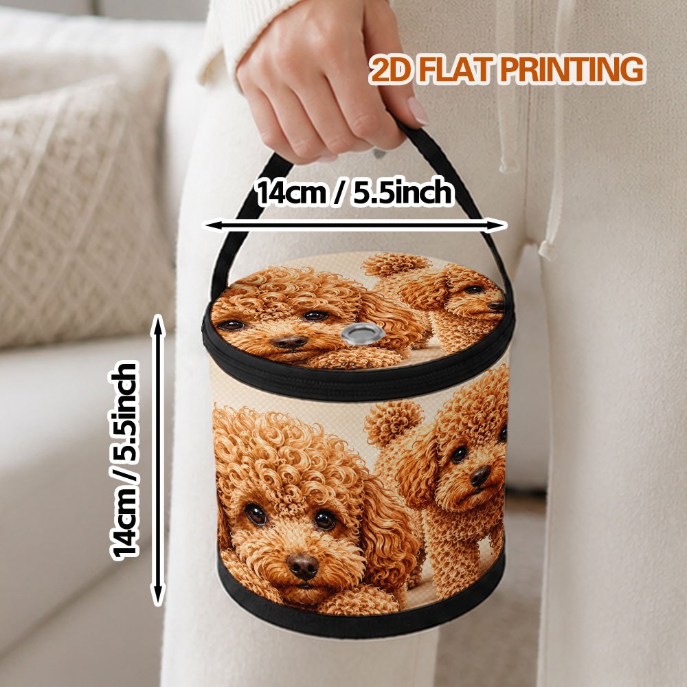 TEMU 1pc Yarn Storage Bag, Curly Dog Pattern Yarn Organizer And Knitting Bag, Top Carry Loop, Full Zip And Drawstring Passage, Easy To Carry,
