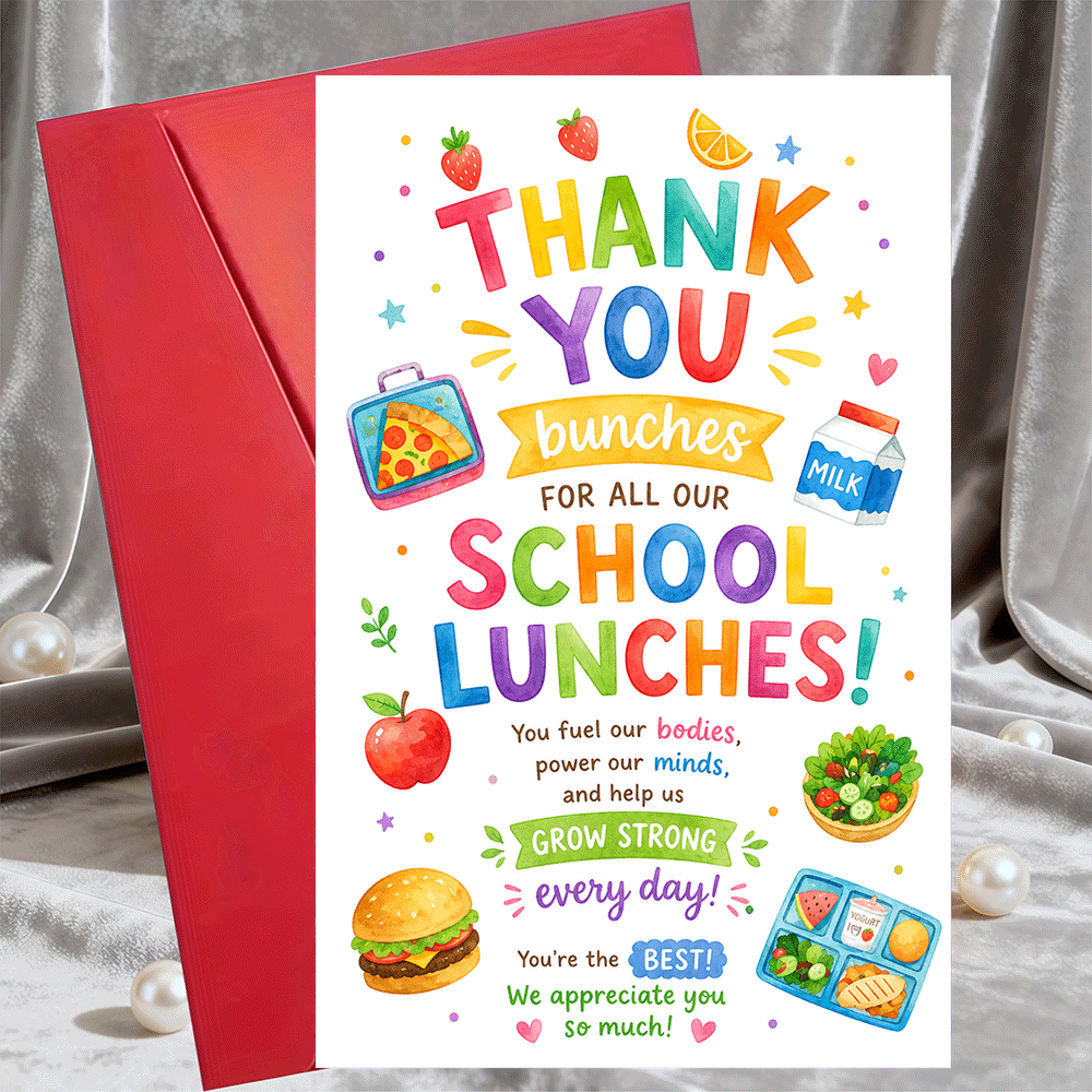 TEMU 1 Greeting Card And 1 Envelope Thank You Greeting Card For School Lunch Staff Appreciation Day Food Service Workers And Cafeteria Employees