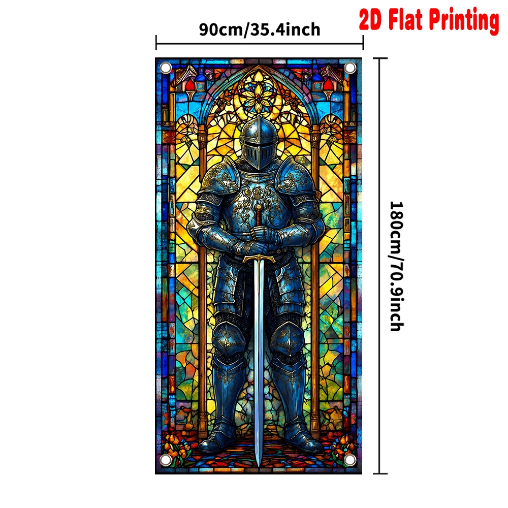 TEMU Bannière de porte 2D plate - Bannière de porte 2D plate 1pc médiéval en polyester décoloré, pour les portraits de fêtes et les décorations,