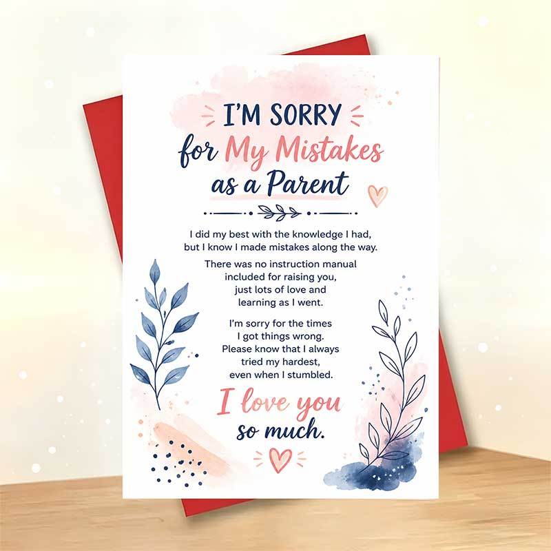 TEMU 1 Greeting Card + 1 Envelope Mother Day Greeting Card, Watercolor Floral "i Am Sorry For My ", Suitable For Family, Mother Day Watercolor Note
