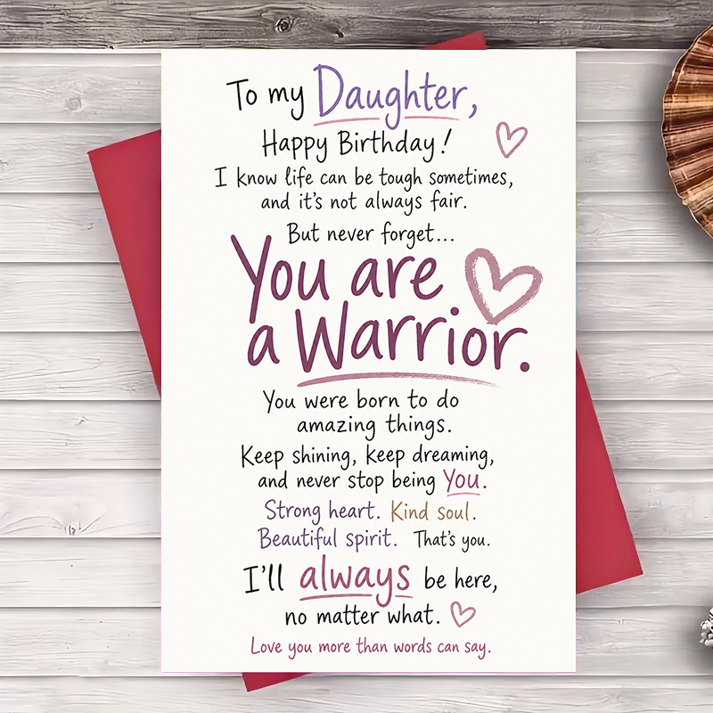 TEMU 1 Envelope And 1 Funny Greeting Card Daughter Birthday Card Inspirational Encouraging Greeting Card From Mom Or Dad For Birthday Celebration