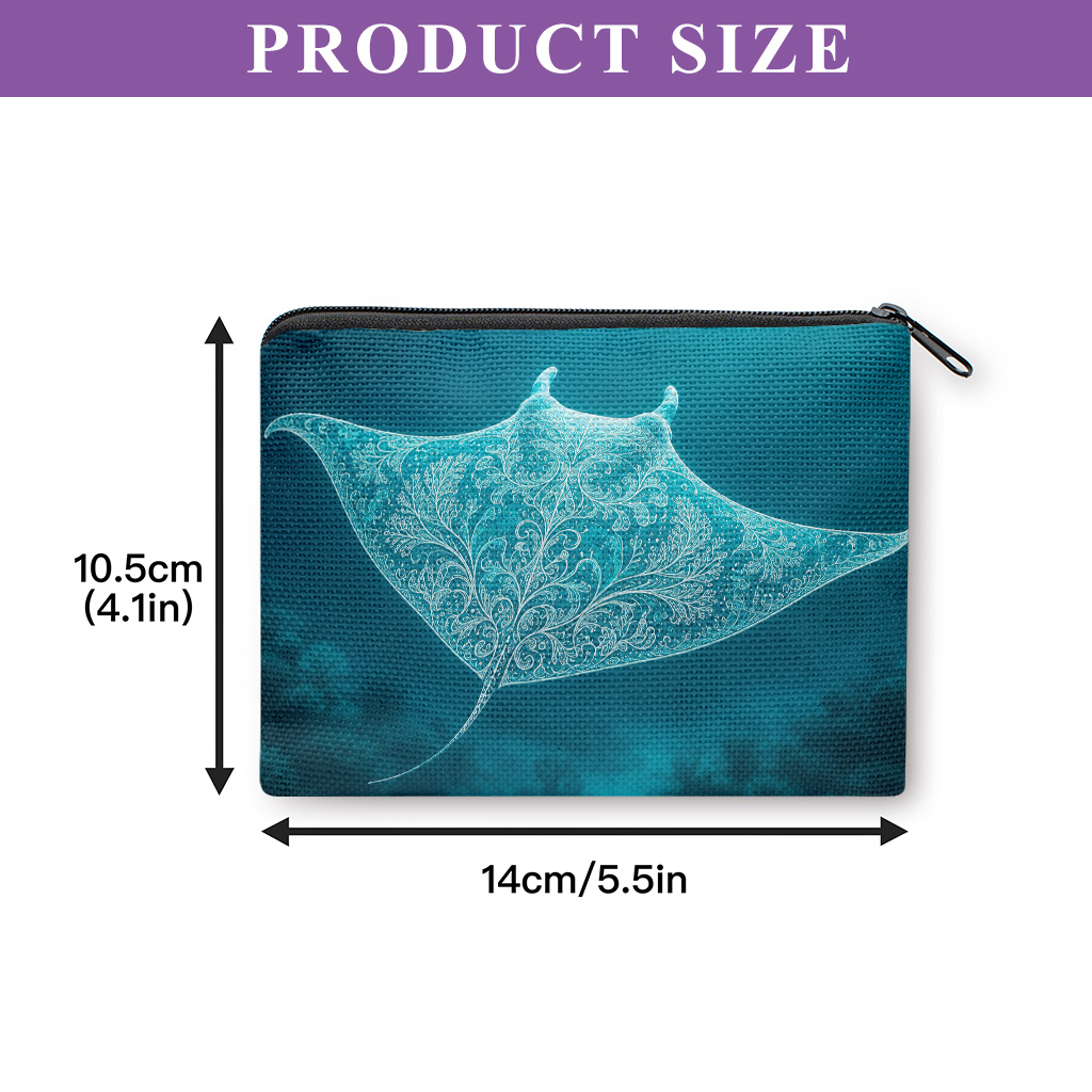 TEMU Coin Purse 1pc, Swimming -material Double Zippered Wallet & Organizer Pouch, Machine Washable Durable Washable Fabric Wallet With Lipstick &