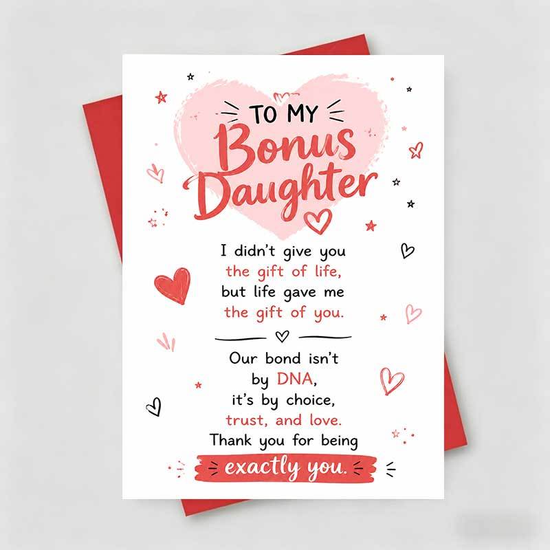TEMU 1 Greeting Card And 1 Envelope Birthday Greeting Card, Pattern With Text To Daughter, Suitable For Stepdaughter, Birthday Lovely Style Greeting
