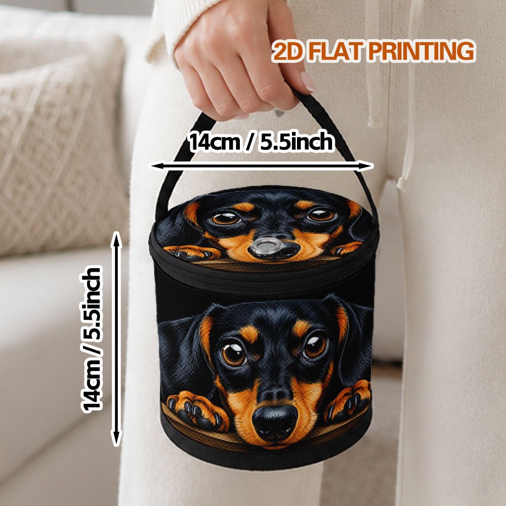 TEMU 1pc Dog With Paws On Table Pattern Yarn Storage Bag, Yarn Holder & Knitting Bag, Foldable Design, Top Handle With Zipper And Drawstring Hole,