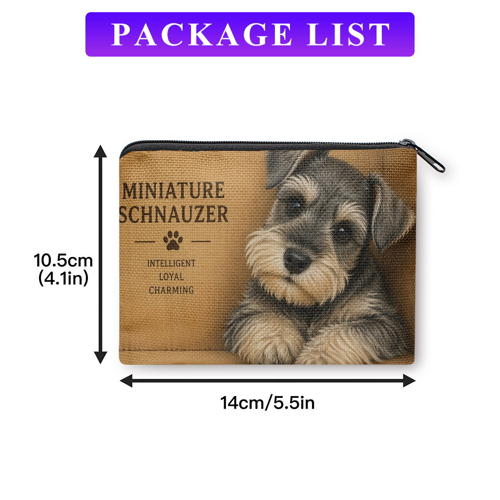 TEMU Miniature Schnauzer Coin Purse Suitable For Keys, Adorable Schnauzer-themed Compact Wallet With Dog, Portable Cash Holder For & Small, Perfect