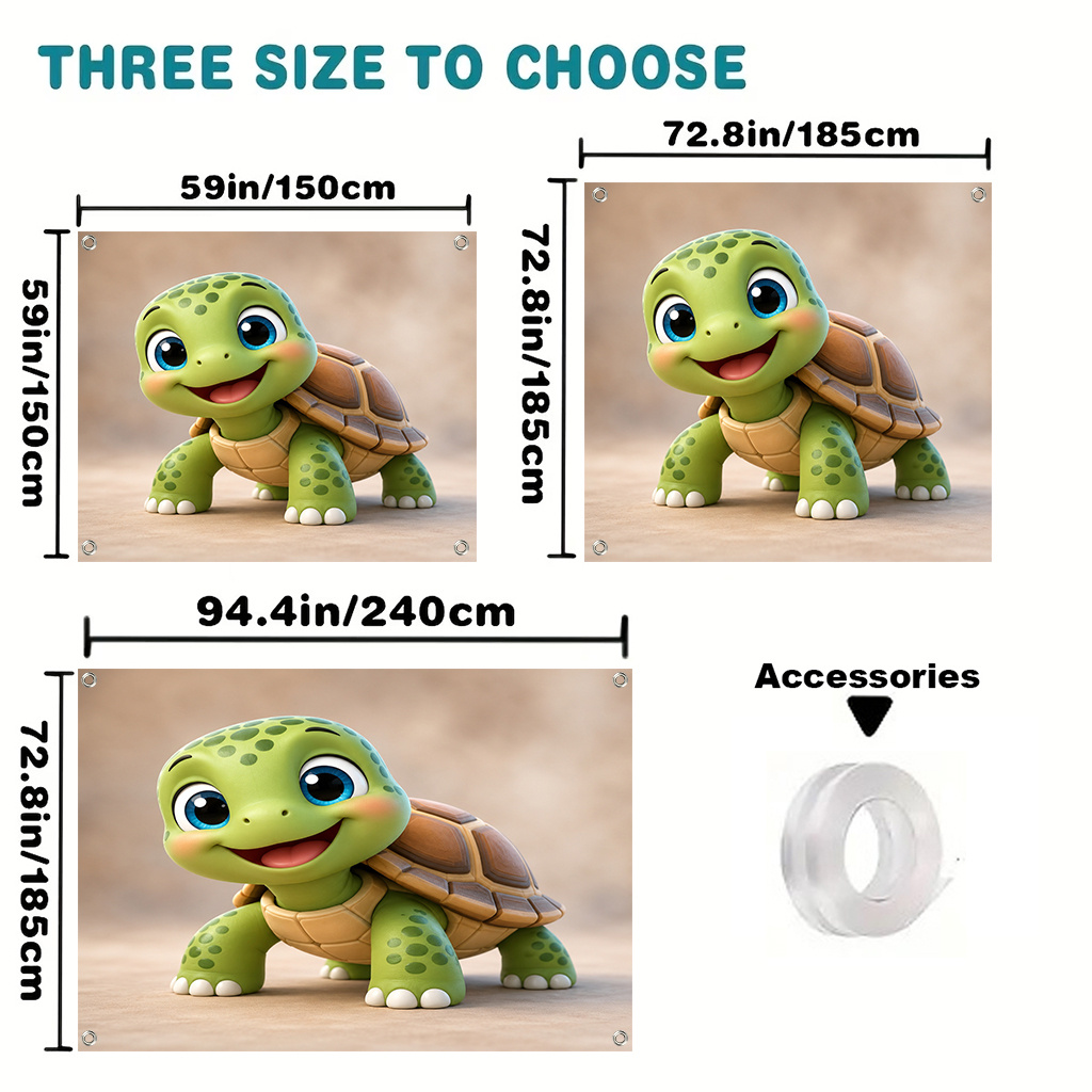 TEMU Sunshade Curtain 1pc, Turtle With Cute Design Canopy, Lightweight Polyester, And Storage, Suitable For Beach, Camping, Travel, Picnics, Pools,