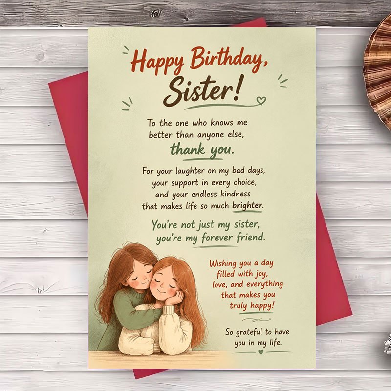 TEMU 1 Envelope And 1 Greeting Card Happy Birthday Greeting Card For Sister Message For Best Friend And Sibling Birthday Celebration Flat Paper Card