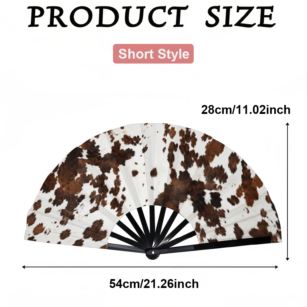TEMU A Women's Folding Fan, Brown And Print Hand Fan, Stylish Folding Fan, Trendy Accessory For Parties And Music Festivals, Portable Design, Summer