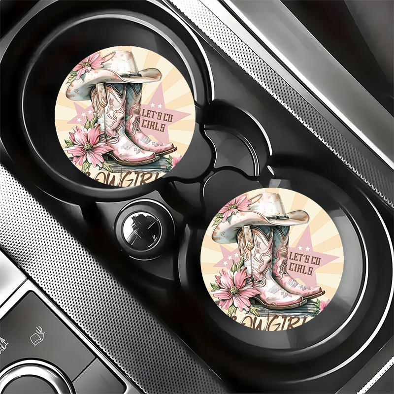 TEMU 2pcs Cowgirl Car Cup Holder, Western Style, Anti Slip Coaster, Stylish Design, Suitable For Car And , Coffee, Tea, Wine And Various Drinks,