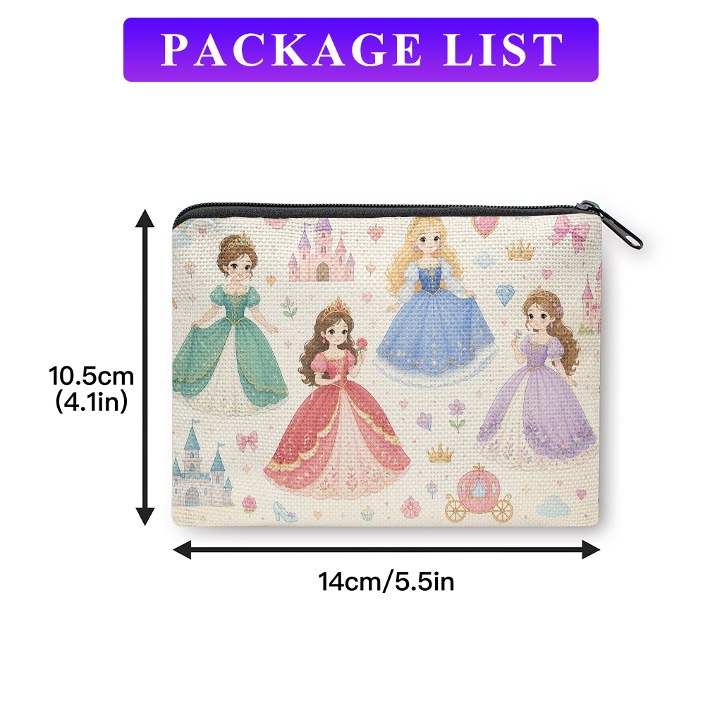 TEMU Coin Purse, 4 Princesses In Elegant Dresses -material Double, Compact Portable Coin Storage Suitable For Keys, A Practical Organizer For ,