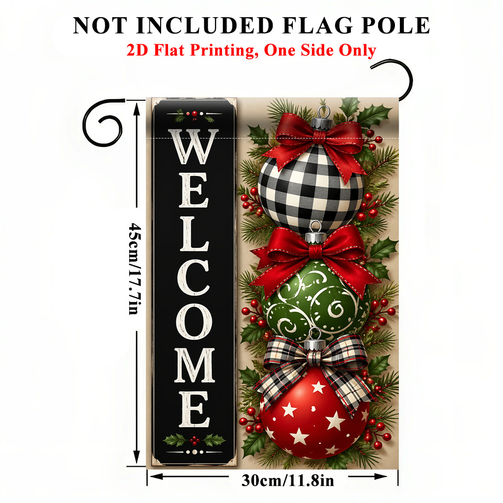 TEMU 2d Flat, 2d Flat Printing Garden Flag 1pc, Christmas Welcome Decoration Garden Flag - Single-sided Print, Durable Polyester Outdoor Decor For