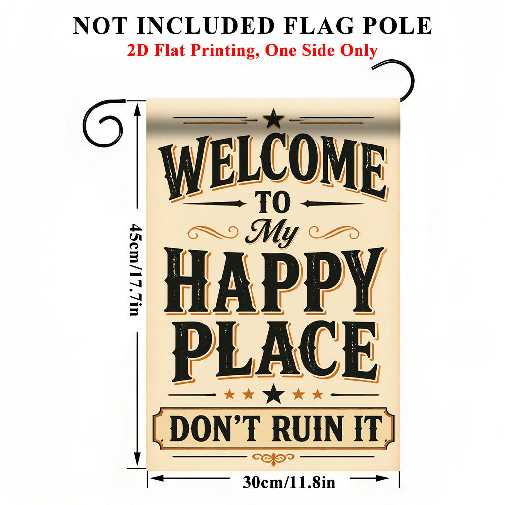 TEMU Drapeau de jardin plat 2D - 1 pièce, dans mon coin paradis - Impression recto, Décoration extérieure durable en polyester et , Décoration de