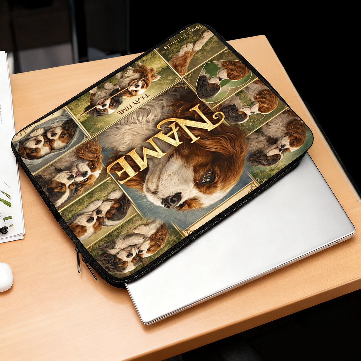 Customized Cavalier Dogs Designed Laptop Sleeve