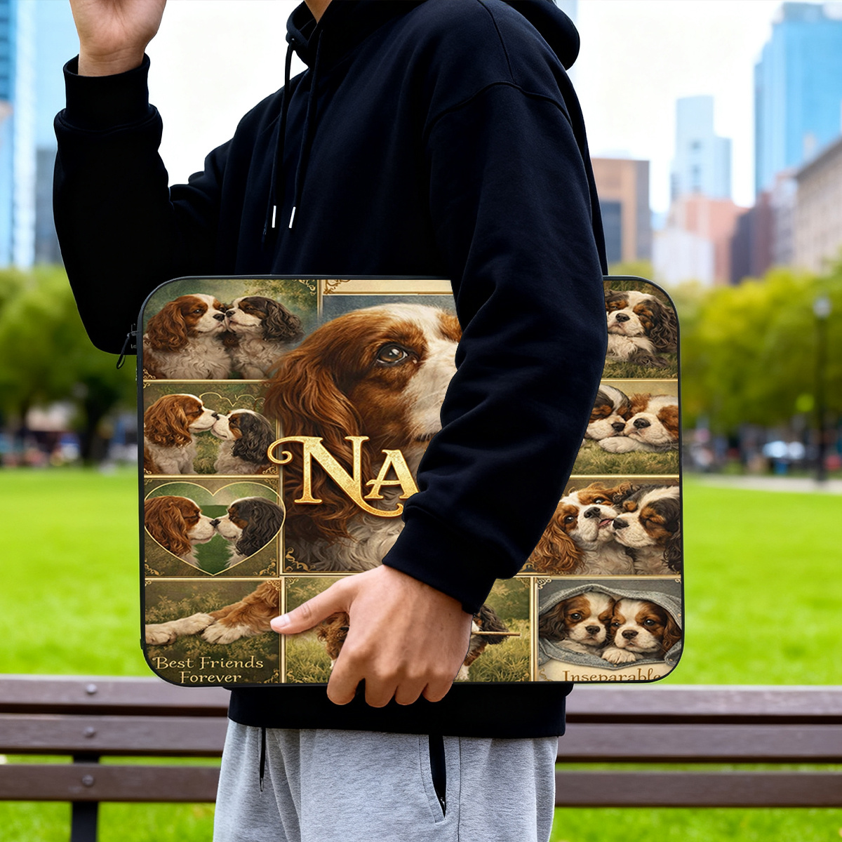 Customized Cavalier Dogs Designed Laptop Sleeve